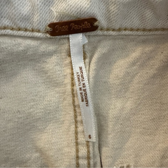 Free People Splendor In The Grass Tie waist Denim Skirt Oatmeal Size 6 - Picture 5 of 9